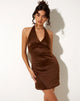 Immagine di Codina Mini Dress in Satin Chocolate con pizzo Chocolate