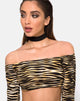 Immagine di Coga Off Shoulder Top in Zips Zebra Brown