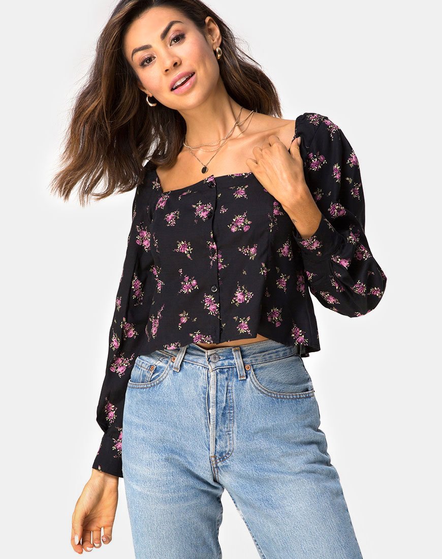 Immagine di Conila Crop Blouse in Sohey Rose Nero