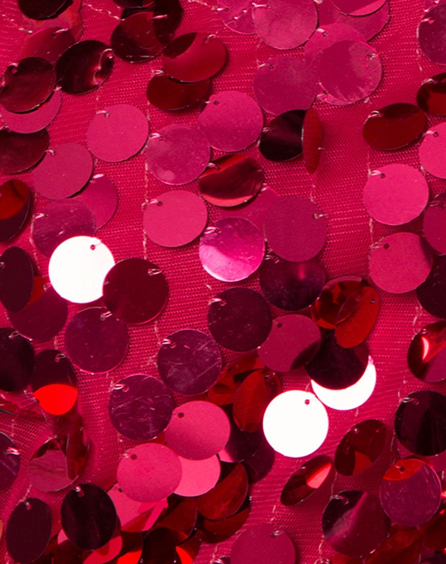 Immagine di Corine Slip Dress in Cherry Disc Sequin Rosso