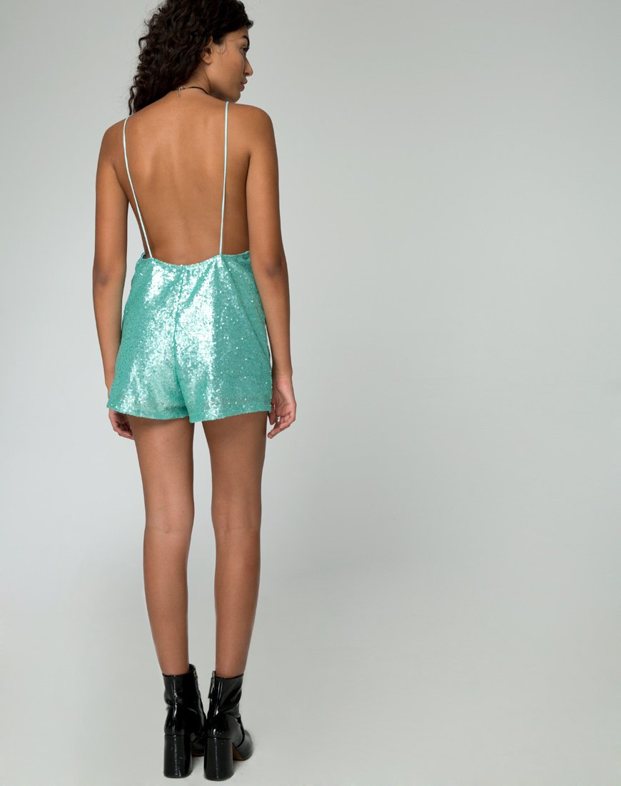 Immagine di Corsica Playsuit in menta piperita Mini Sequin