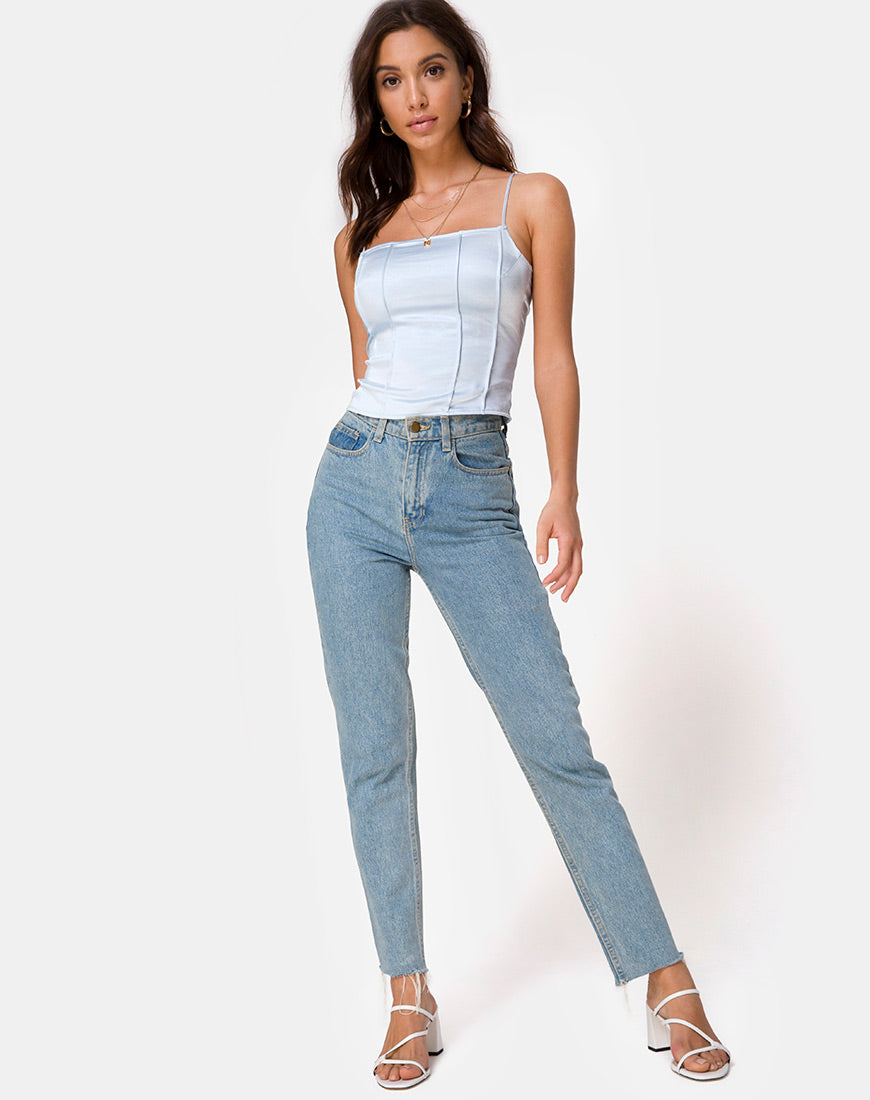 Immagine di Cosey Top in raso blu polvere