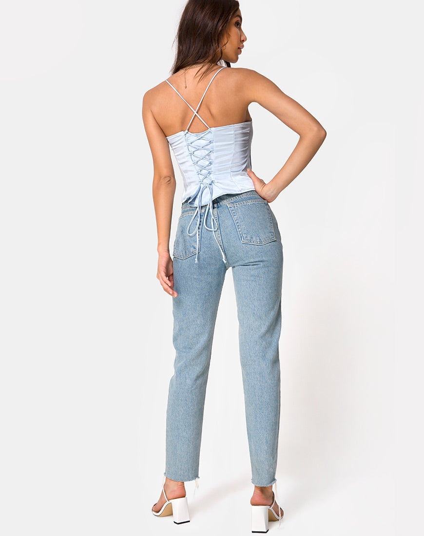 Immagine di Cosey Top in raso blu polvere
