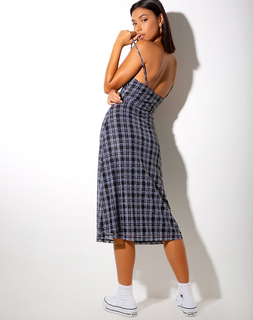 Immagine di Cotina Midi Dress in Inkblot Check Nero e Bianco