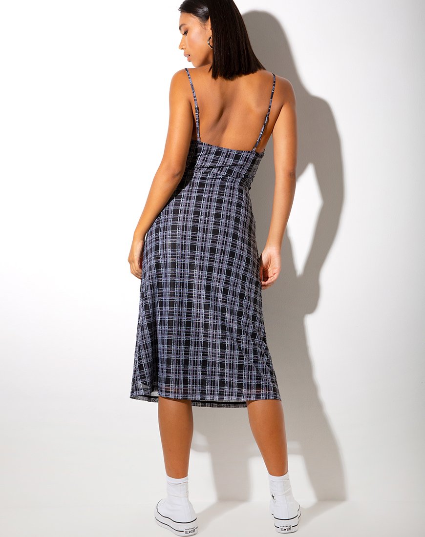 Immagine di Cotina Midi Dress in Inkblot Check Nero e Bianco