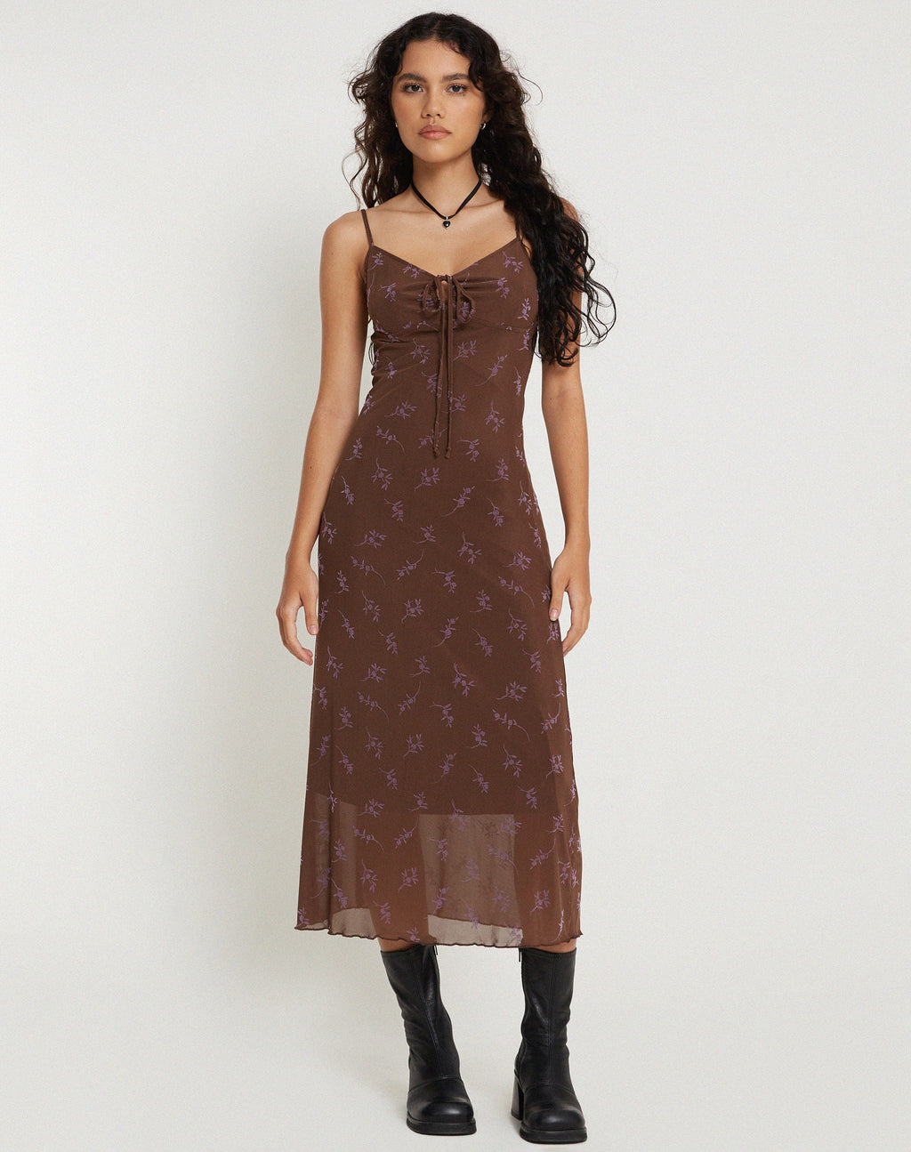 Maxi abito Coya in stelo fiorito marrone