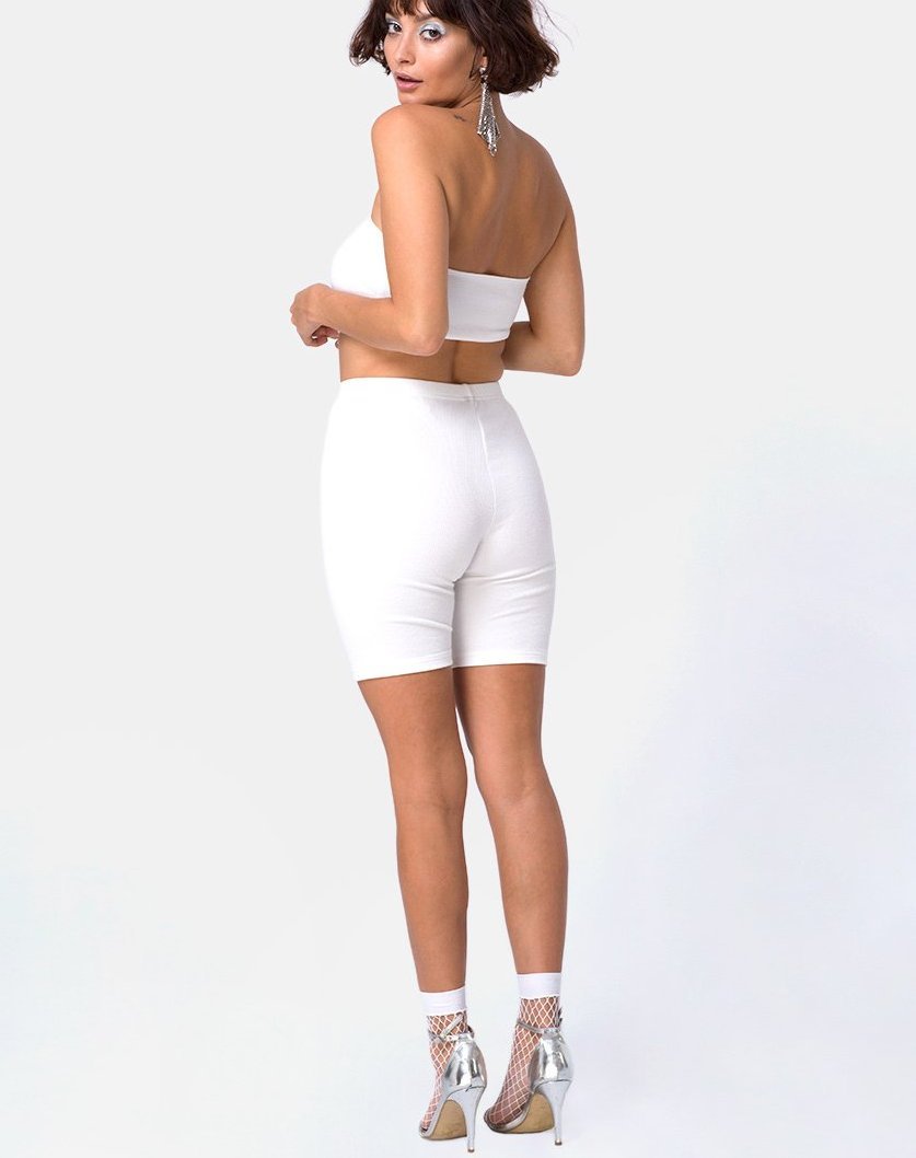 Immagine di Bike Short in Mini Rib Bianco