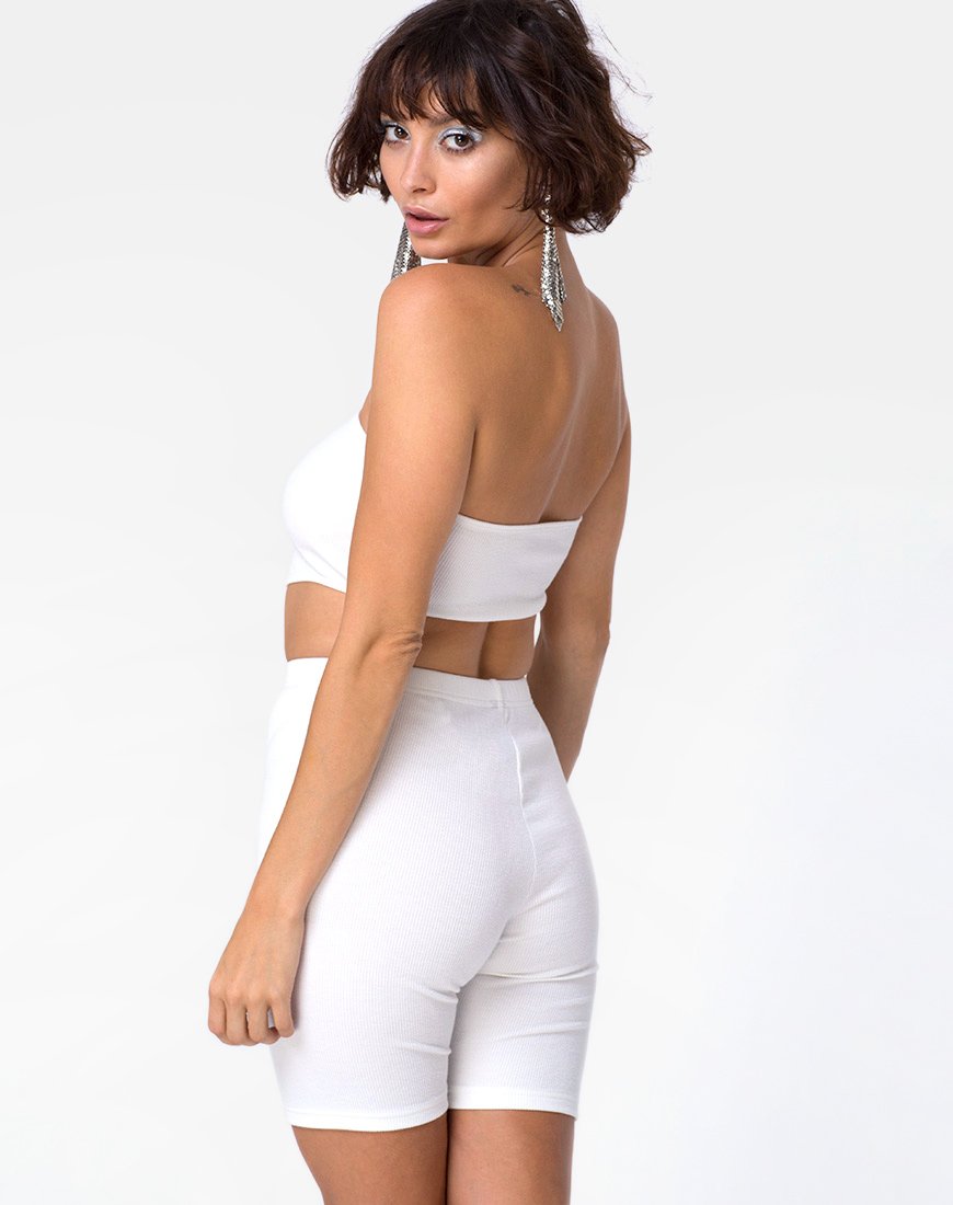 Immagine di Bike Short in Mini Rib Bianco