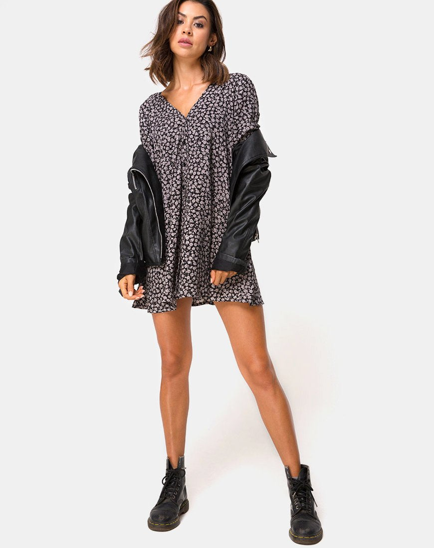 Immagine di Crosena Swing Dress in Ditsy Rose Nero