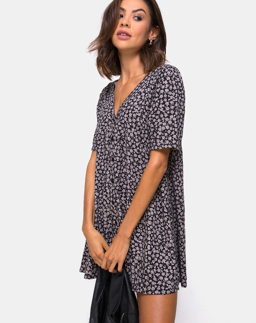Crosena Swing Dress in Ditsy Rose Nero