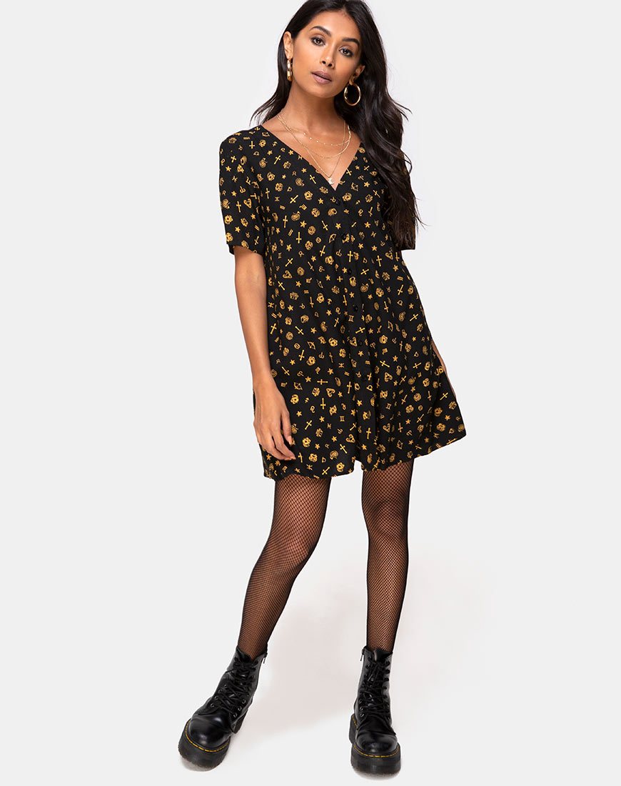 Immagine di Crosena Swing Dress in Mini Astro Nero