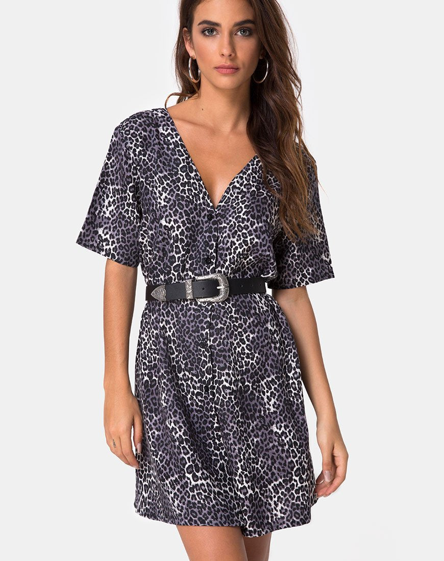 Crosena Swing Dress in grigio leopardo Rar