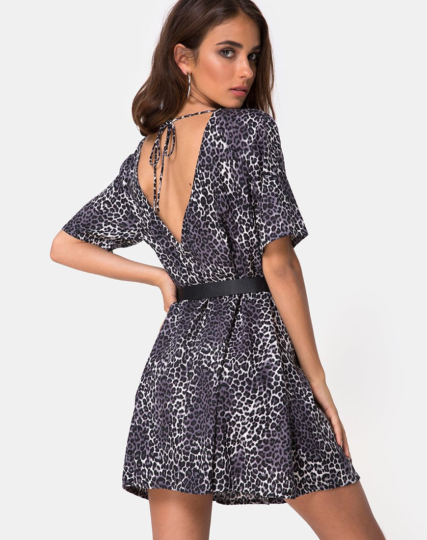 Crosena Swing Dress in grigio leopardo Rar