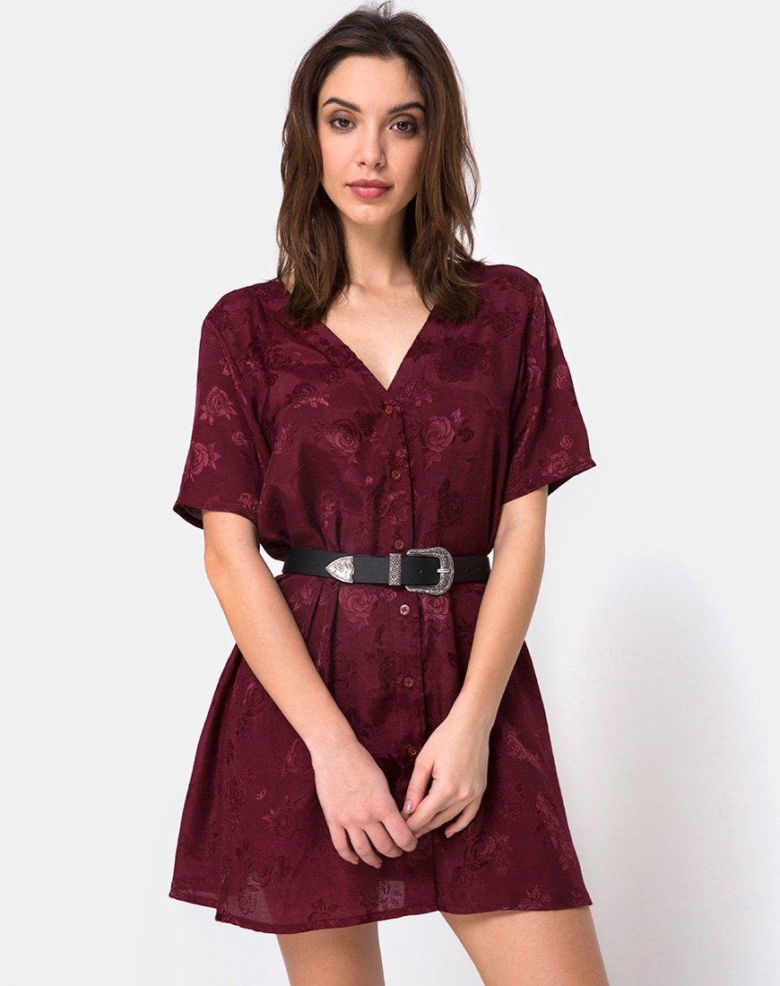 Immagine di Crosena Swing Dress in raso rosa borgogna