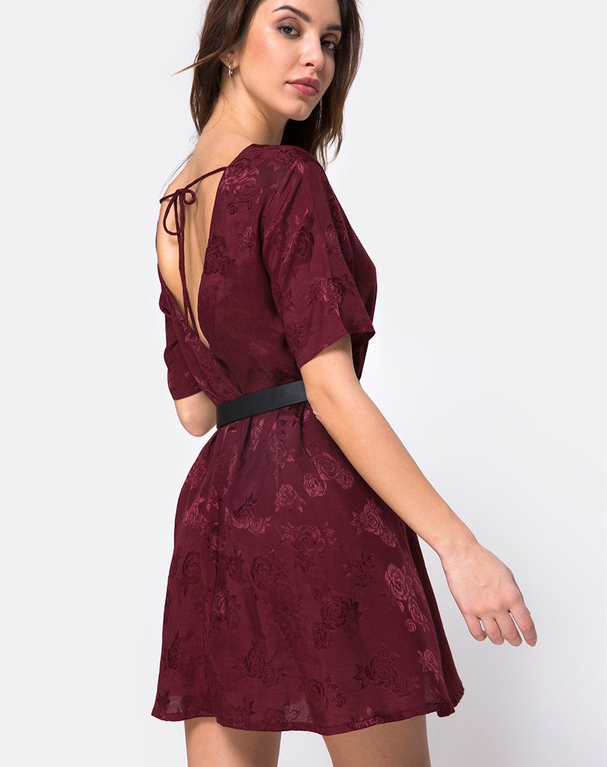 Abito Crosena Swing in raso rosa borgogna