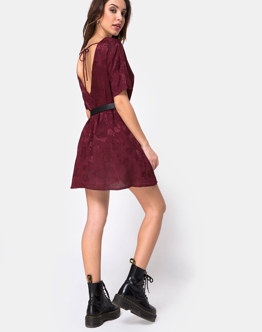 Immagine di Crosena Swing Dress in raso rosa borgogna