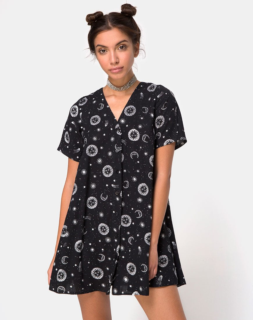 Immagine di Crosena Swing Dress in Small Celestial Black X Princess Polly