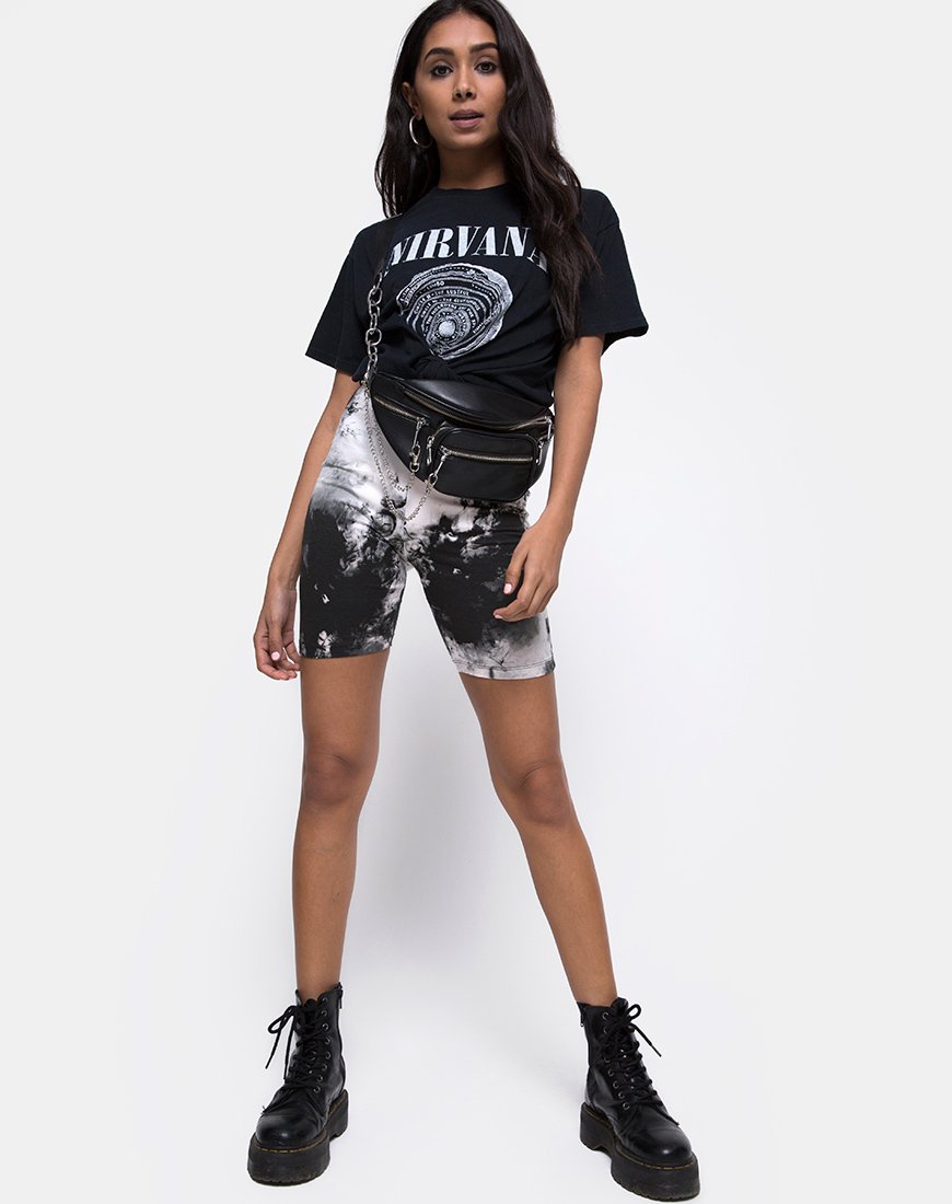 Immagine di Cycle Short in Mono Tie Dye nero e bianco