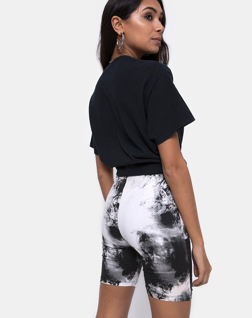 Pantaloncini da ciclista in Mono Tie Dye nero e bianco