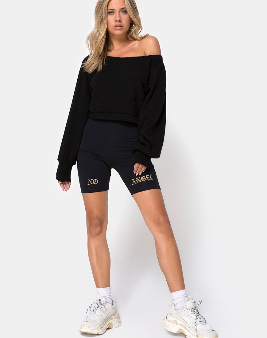 Pantaloncini da ciclista neri senza ricamo Angel