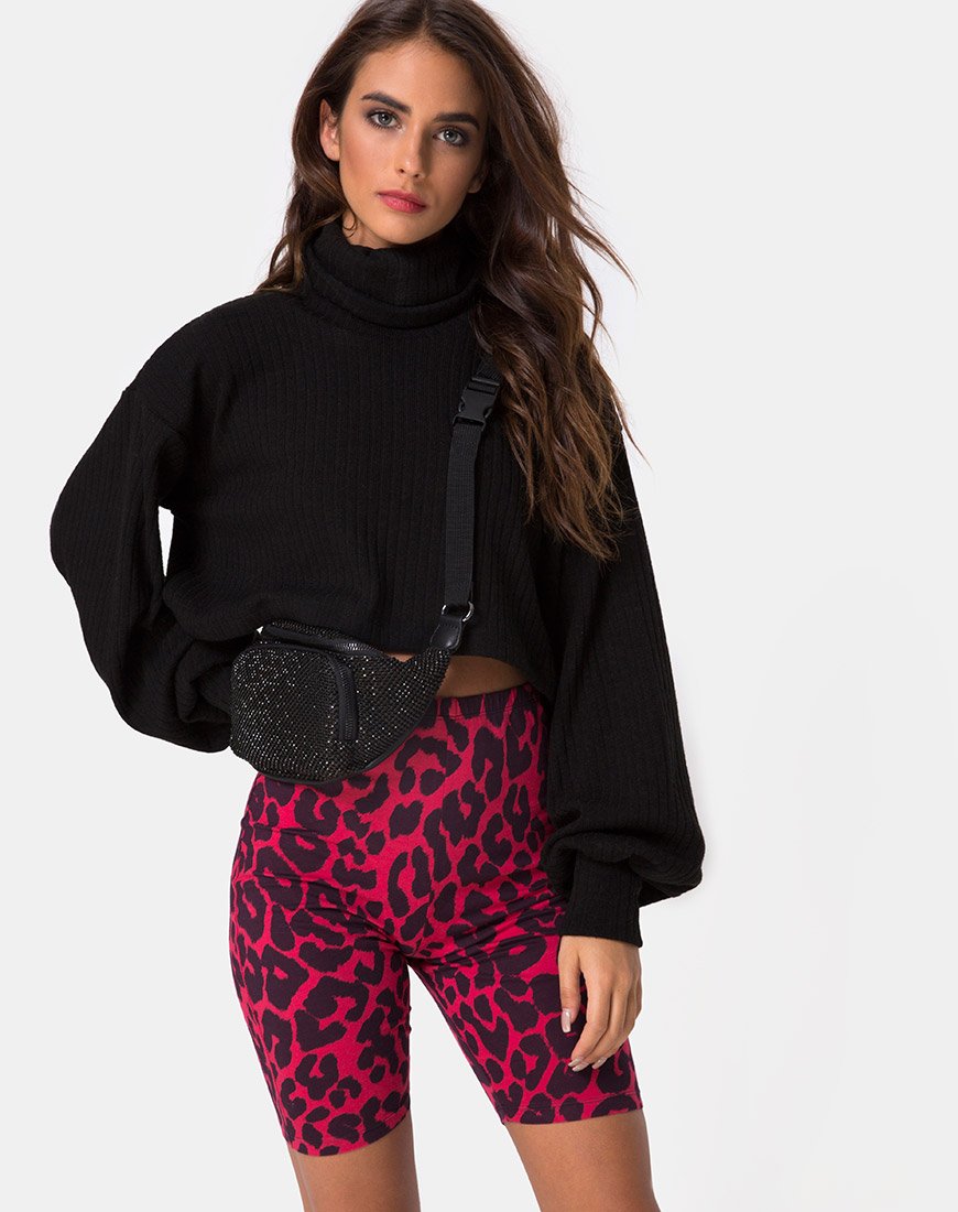 Pantaloncini da ciclista in rosso Jaguar oversize