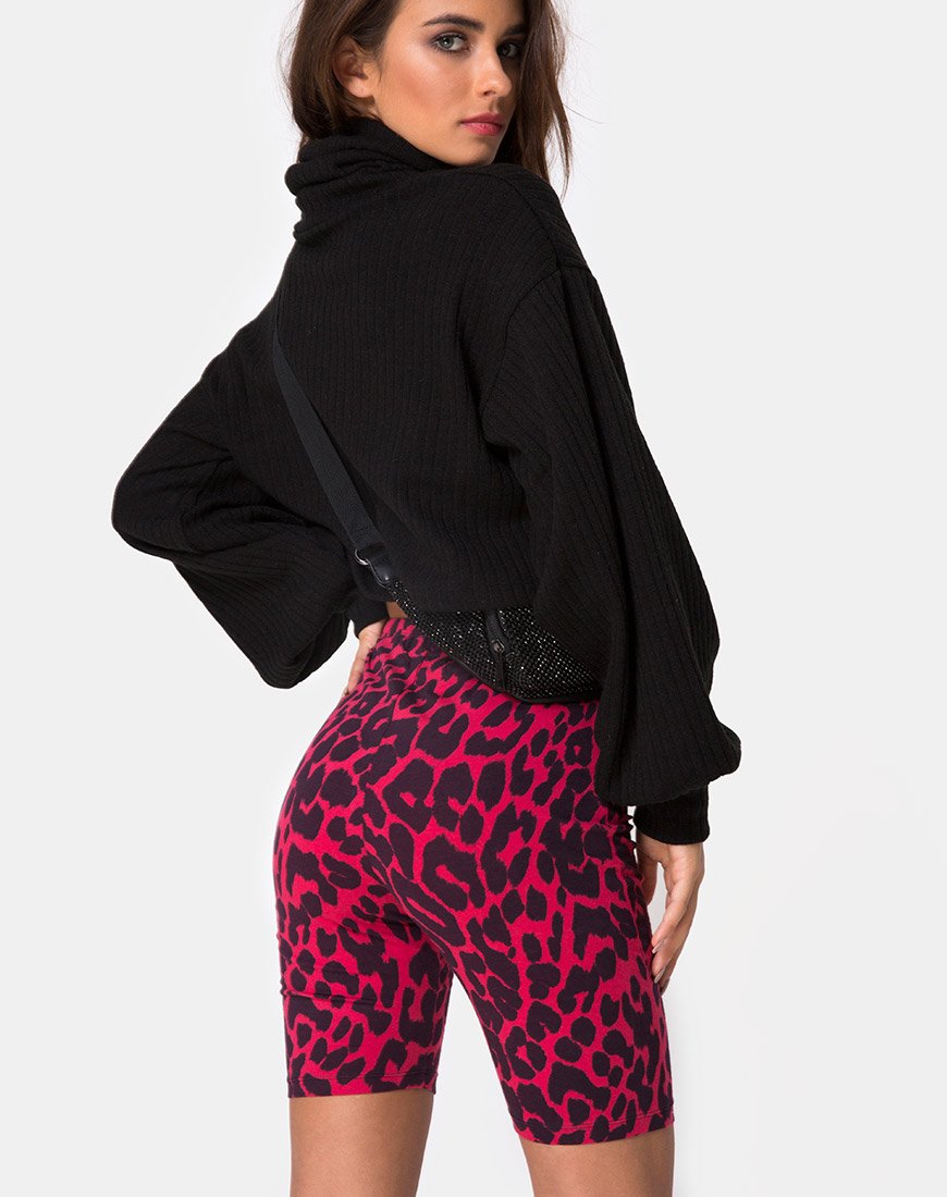 Pantaloncini da ciclista in rosso Jaguar oversize