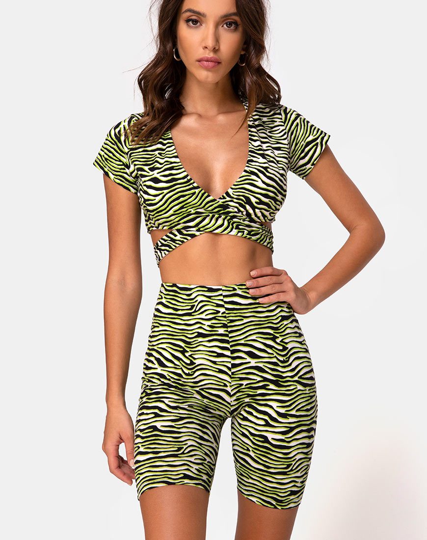 Immagine di Cycle Short in Zebra Fluro Green