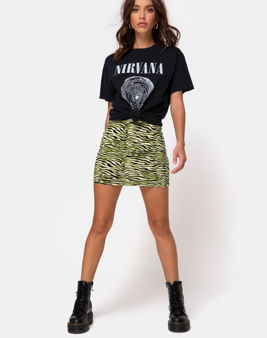 Immagine di Kimmy Mini Skirt in Zebra Fluro Green