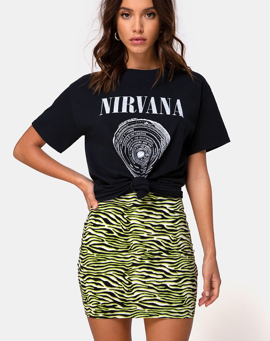 Minigonna Kimmy in verde fluo zebrato