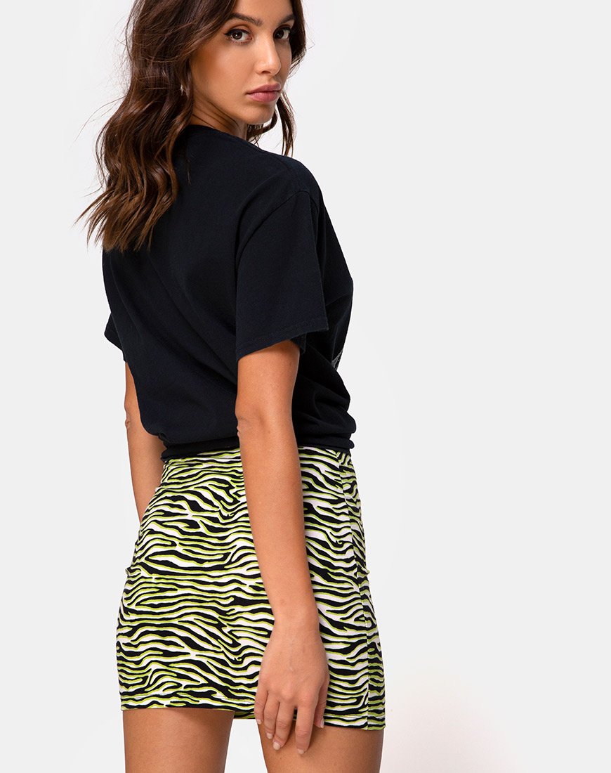 Immagine di Kimmy Mini Skirt in Zebra Fluro Green