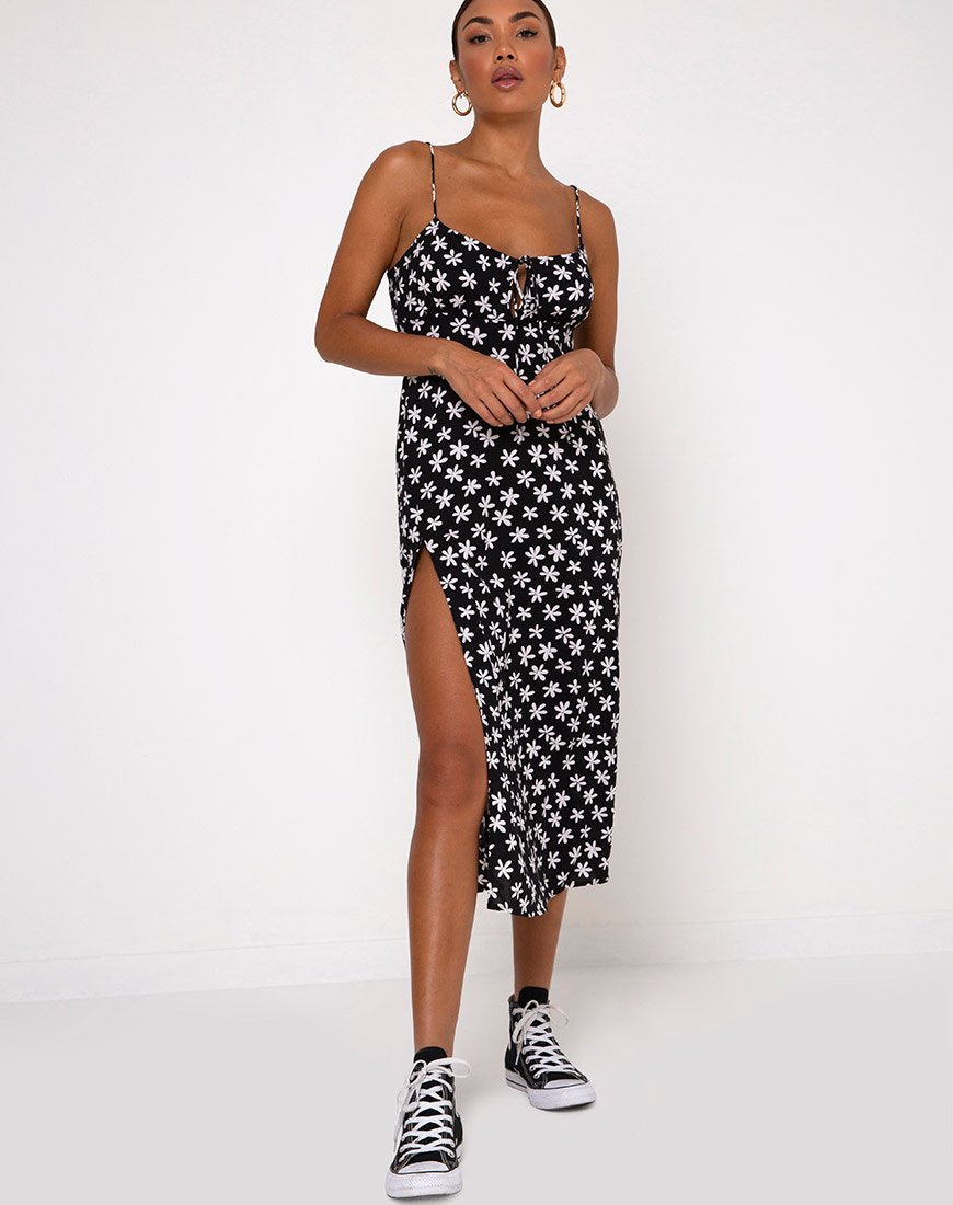 Immagine di Cypress Midi Dress in Daisy anni '90 in bianco e nero