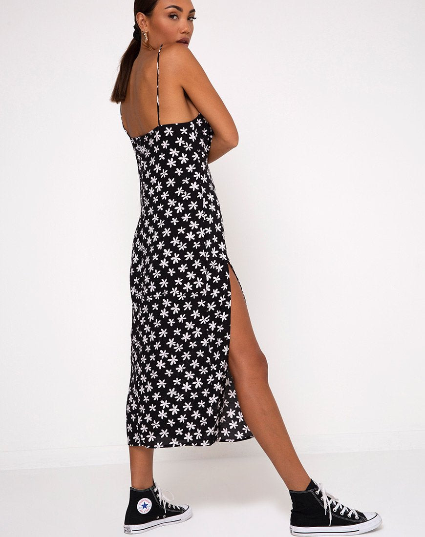 Immagine di Cypress Midi Dress in Daisy anni '90 in bianco e nero