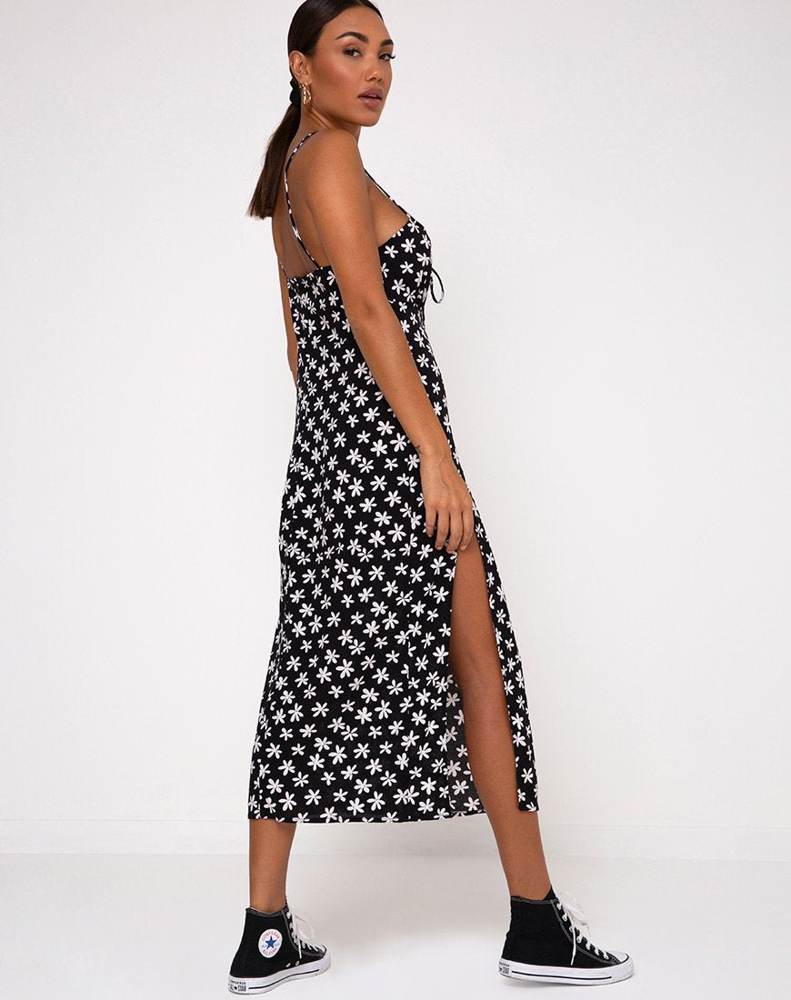 Immagine di Cypress Midi Dress in Daisy anni '90 in bianco e nero