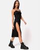 Immagine di Cypress Midi Dress in raso nero ghepardo