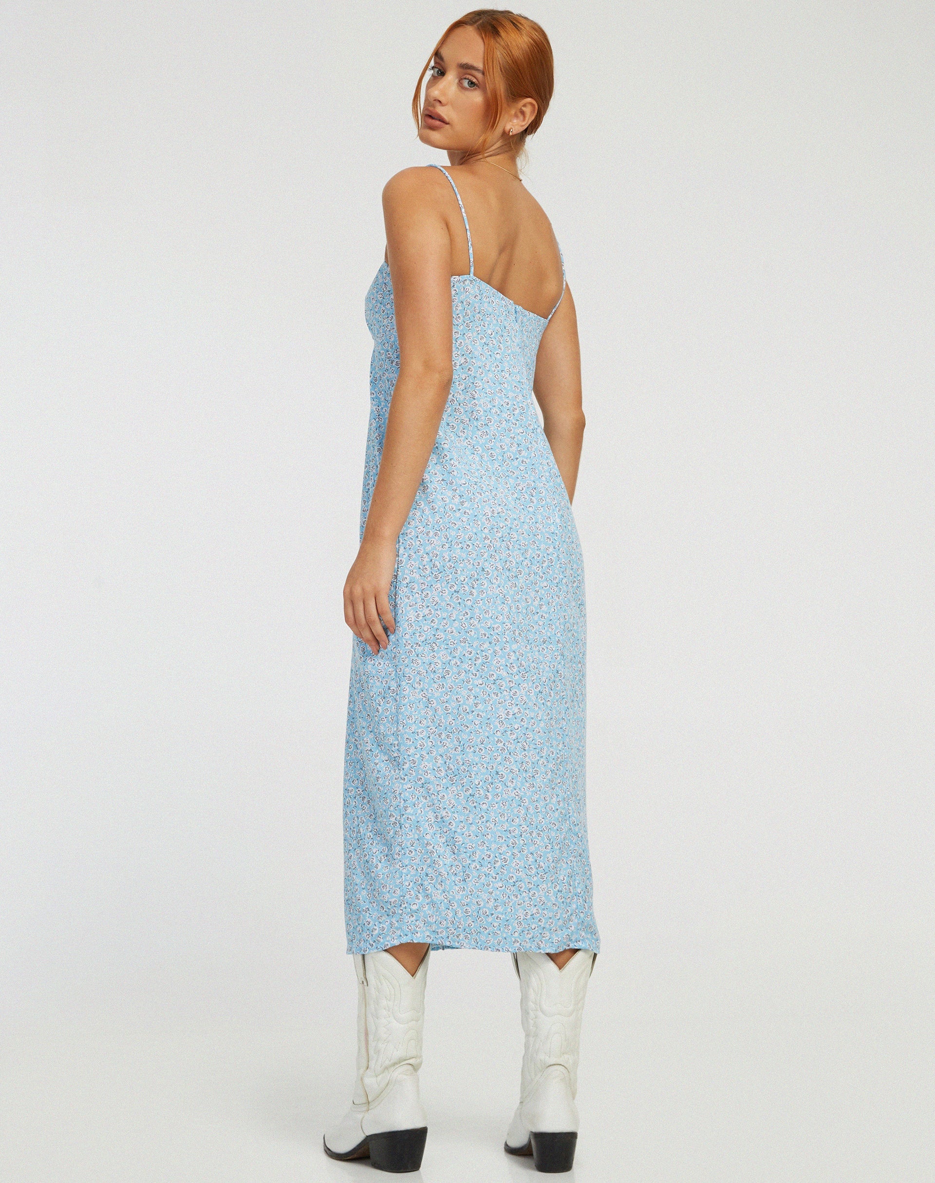 Immagine di Cypress Midi Dress in Ditsy Rose Blu