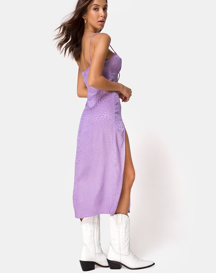 Immagine di Cypress Midi Dress in raso Ditsy Rose Lavender