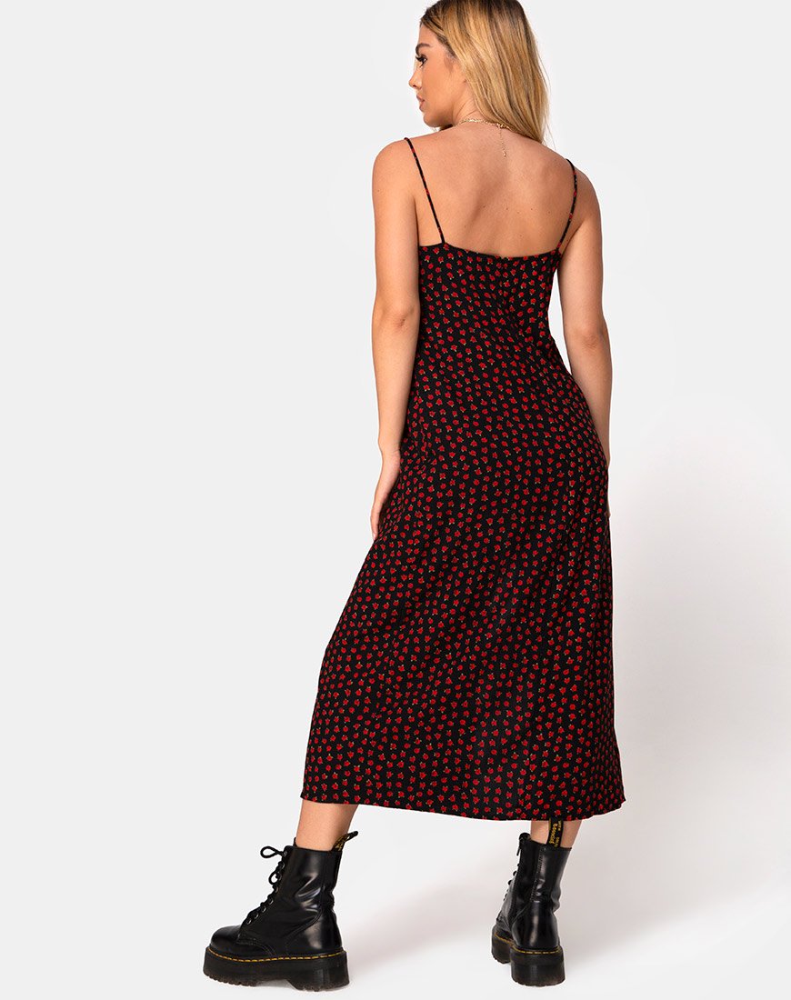 Immagine di Cypress Midi Dress in Dotty Rose Red