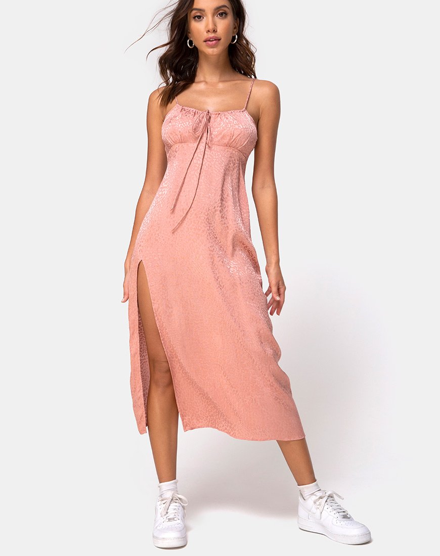 Immagine di Cypress Midi Dress in Satin Cheetah Dusty Pink