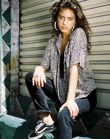 Immagine della camicia hawaiana in rar leopardo marrone