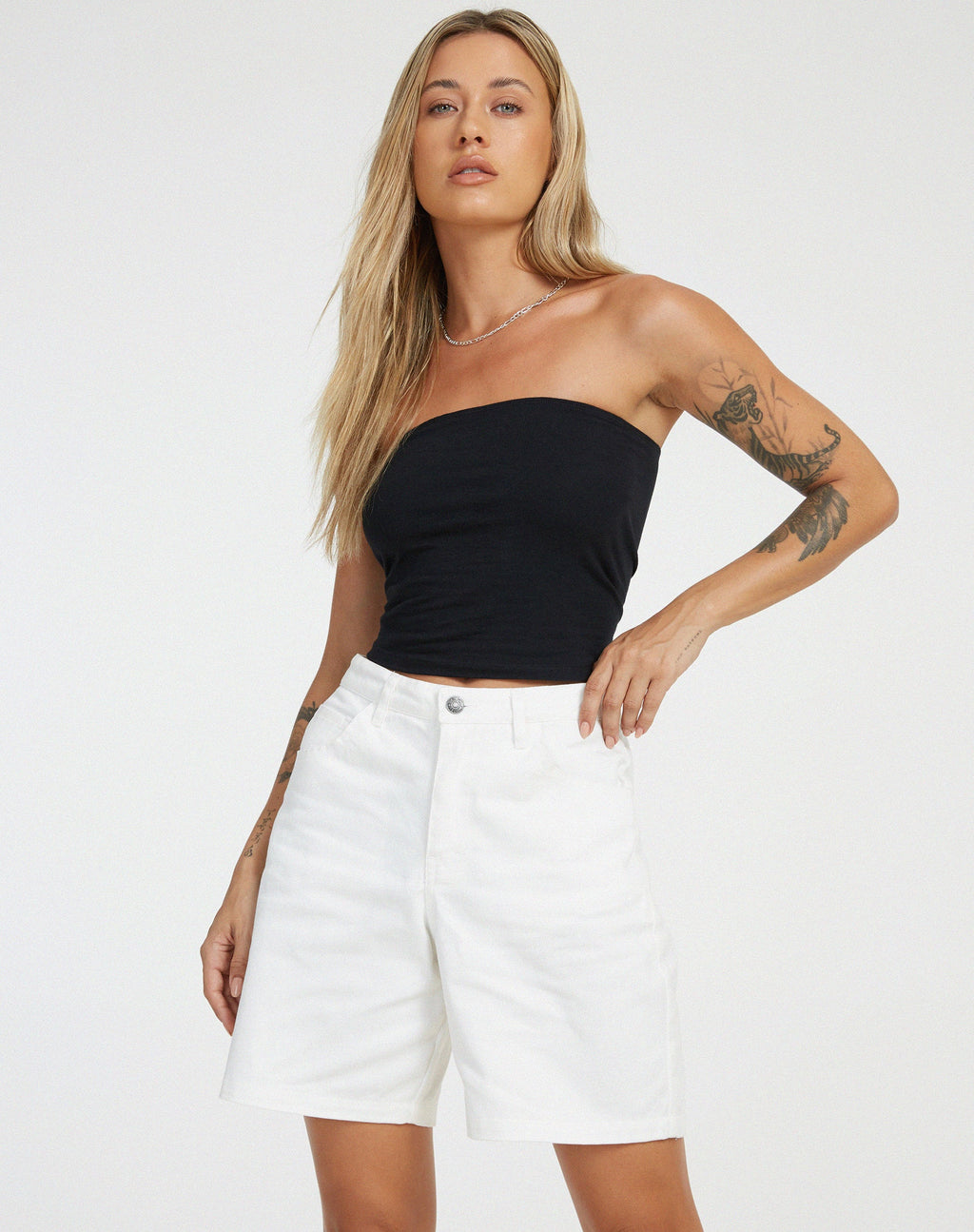 Pantaloncini papà in bianco vero