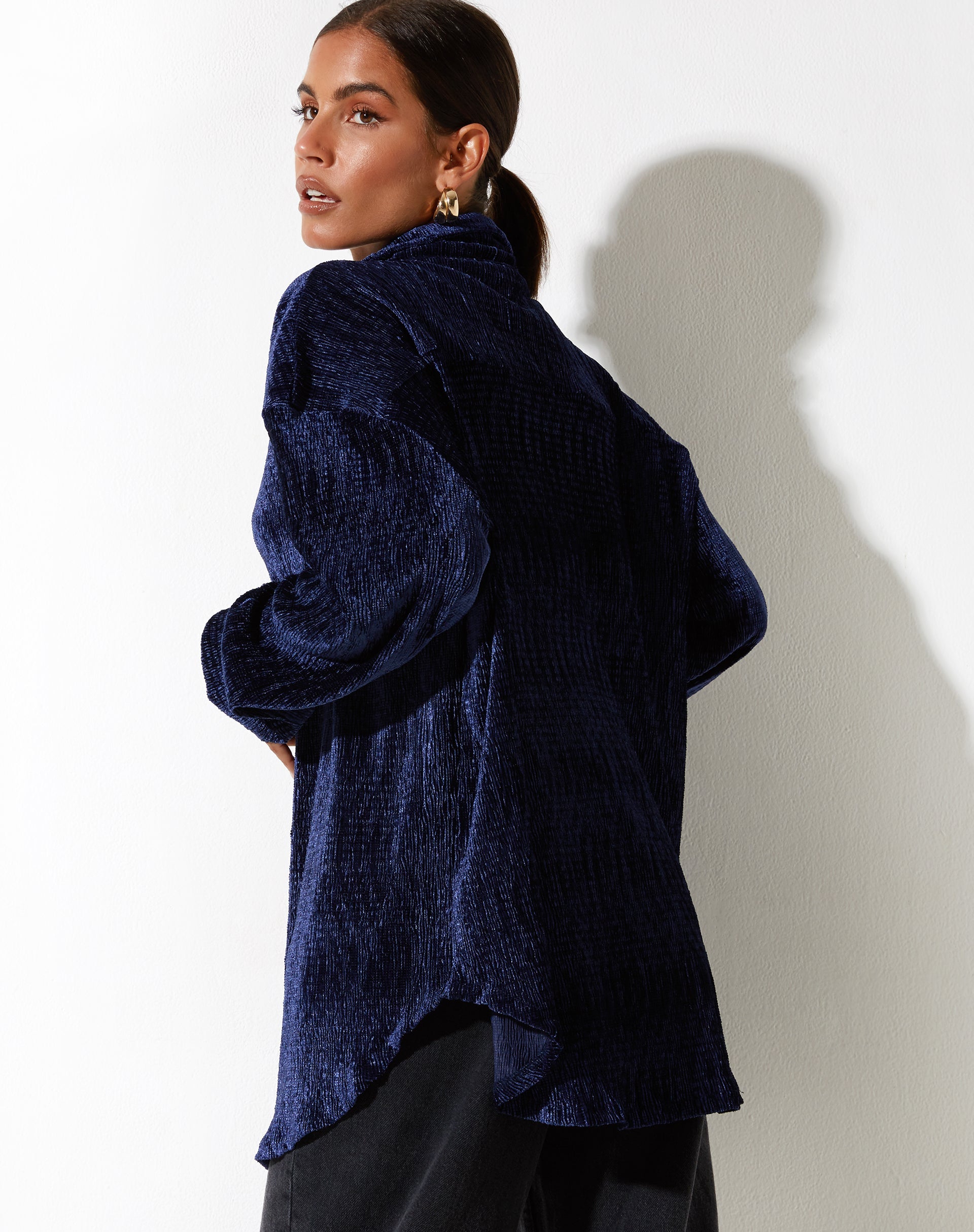 immagine di Dael Camicia oversize in velluto navy