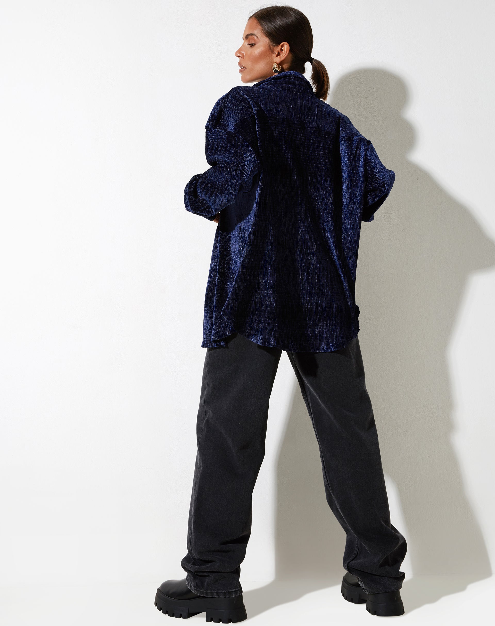 immagine di Dael Camicia oversize in velluto navy