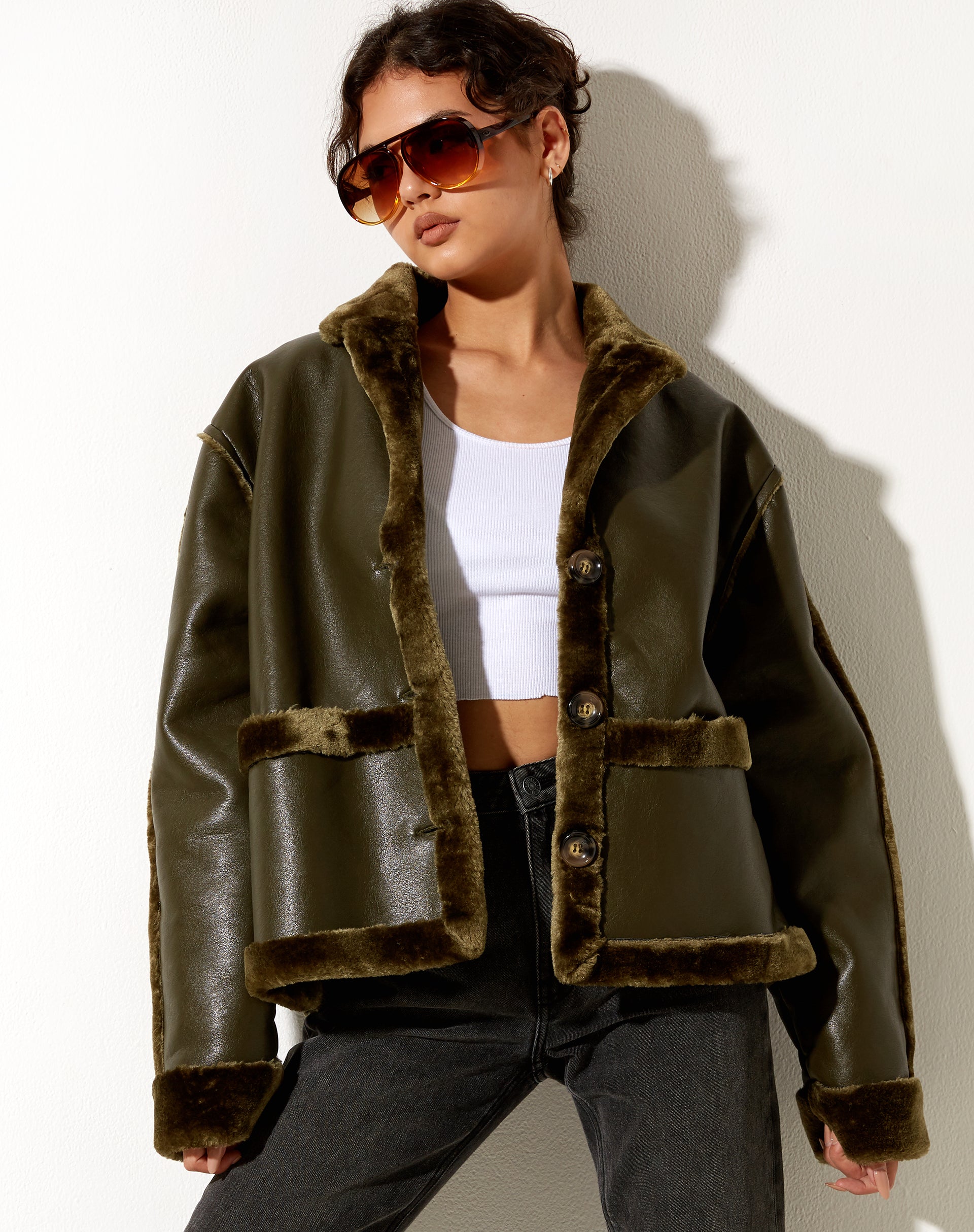 Immagine della giacca Dagna in PU Dark Olive