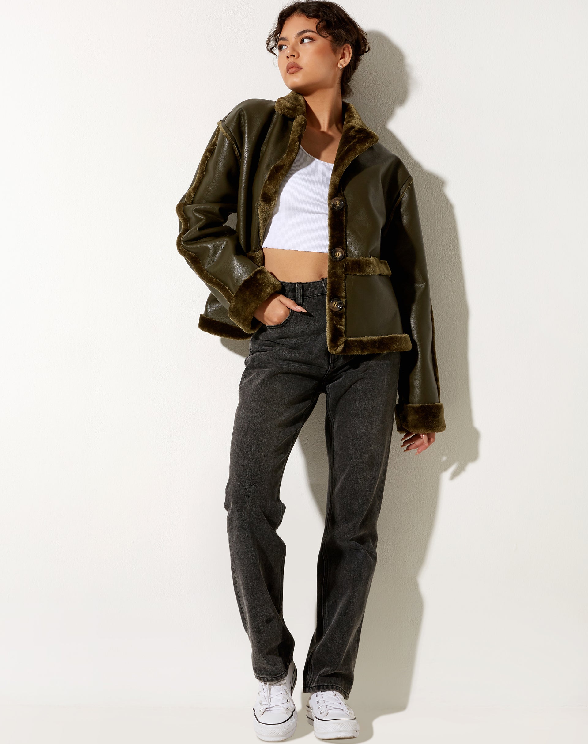 Immagine della giacca Dagna in PU Dark Olive