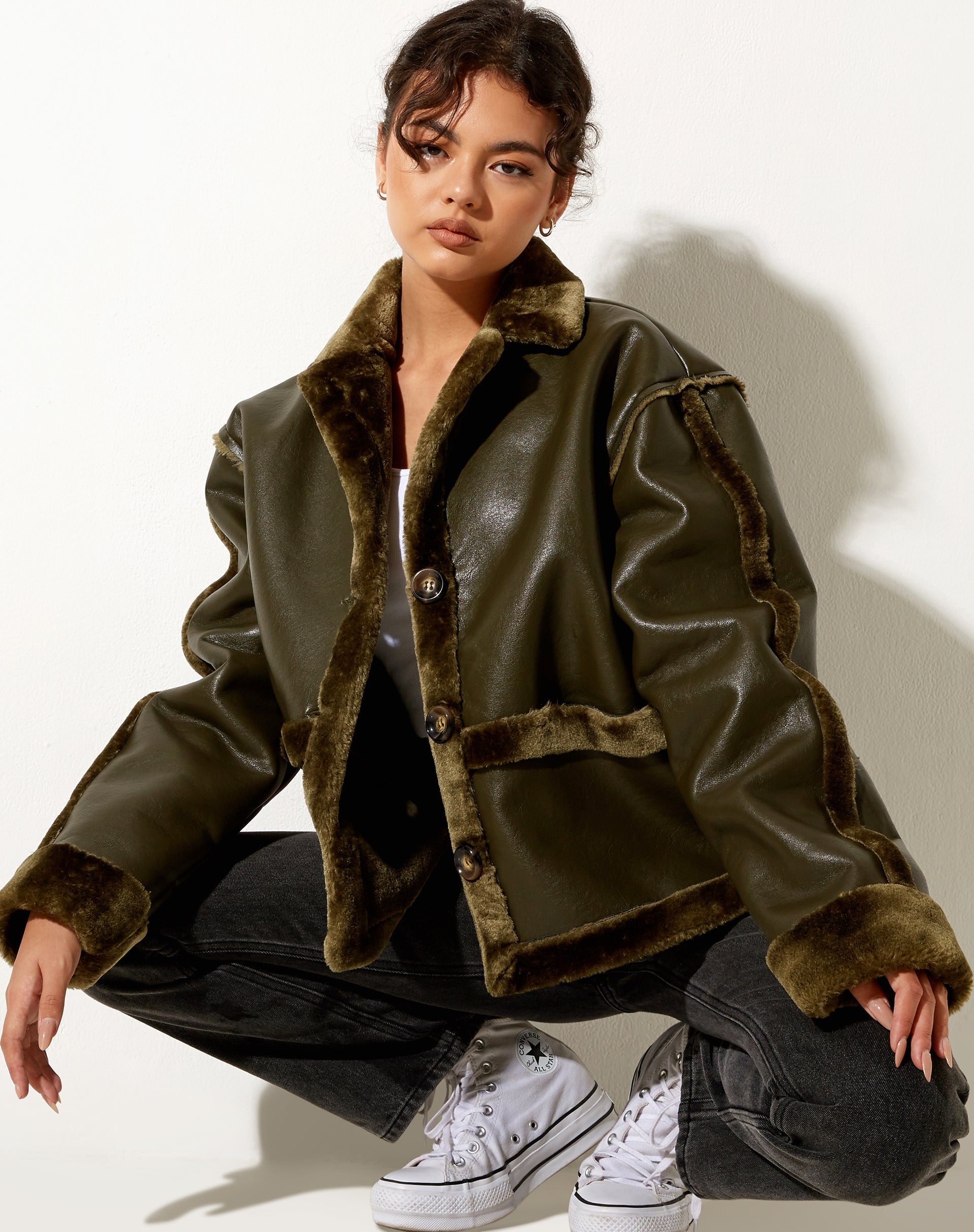 Immagine della giacca Dagna in PU Dark Olive