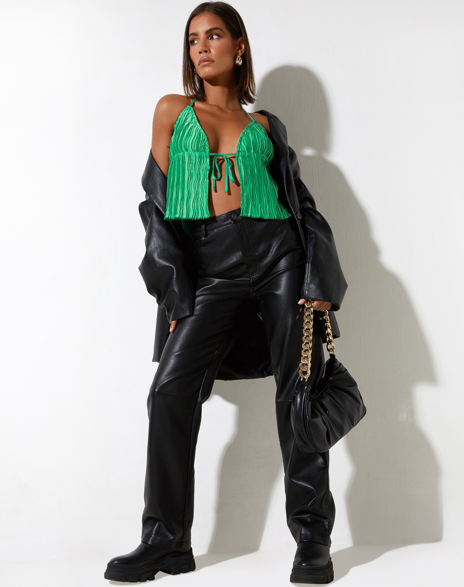 immagine di Dama Cami Top in verde grinzoso
