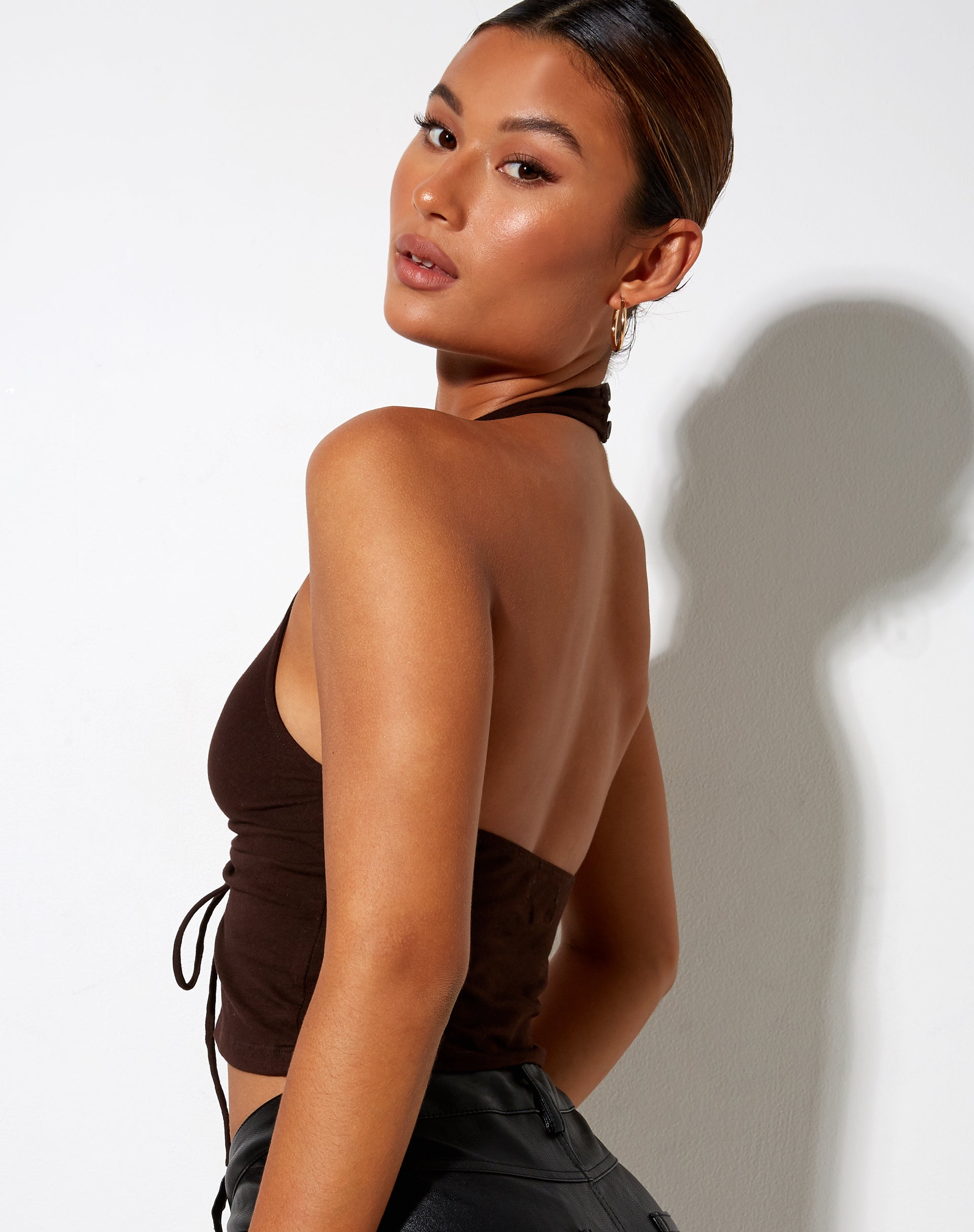 Immagine di Dapa Crop Top in lycra Bitter Chocolate