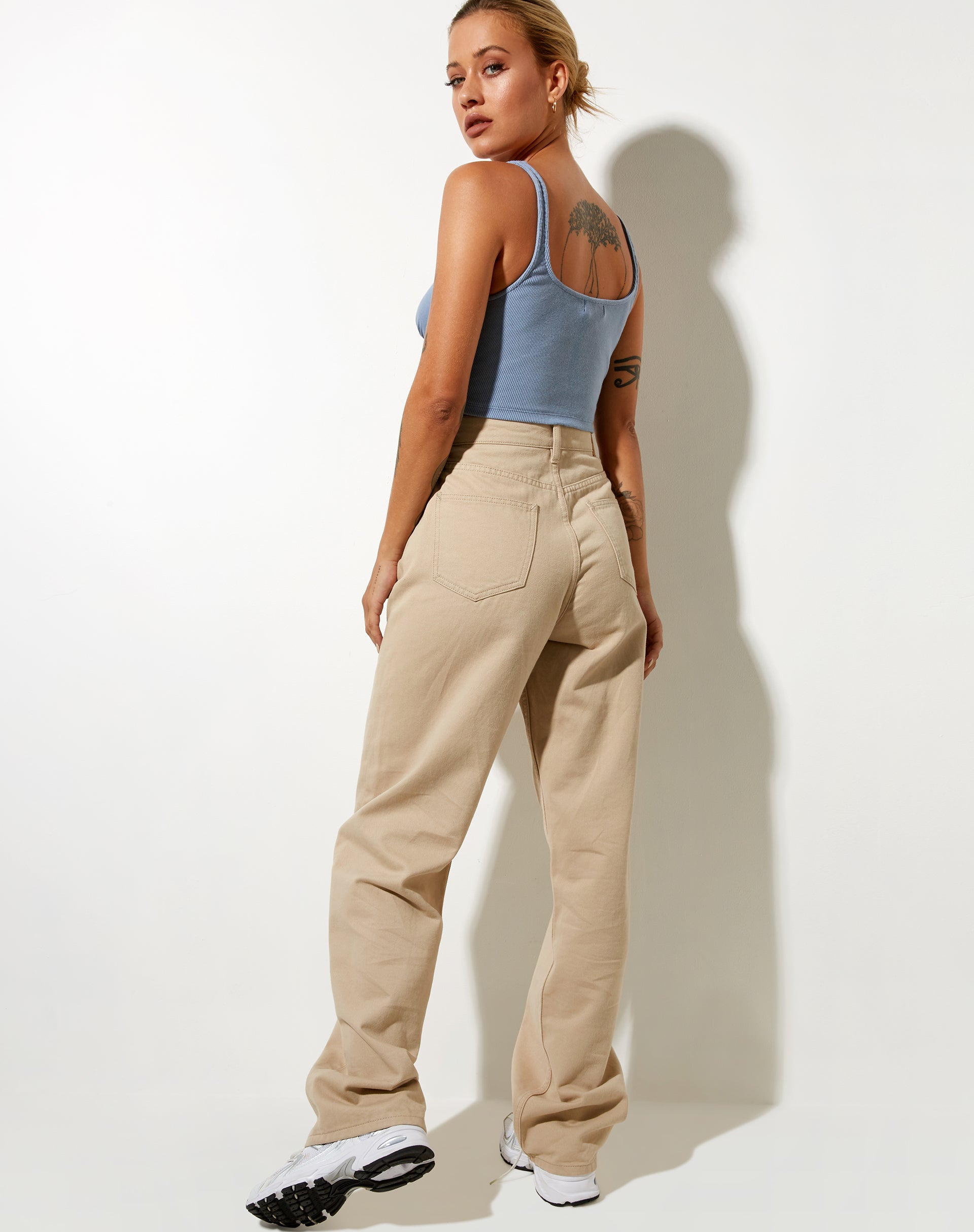 Immagine di Darau Crop Top a costine blu polvere