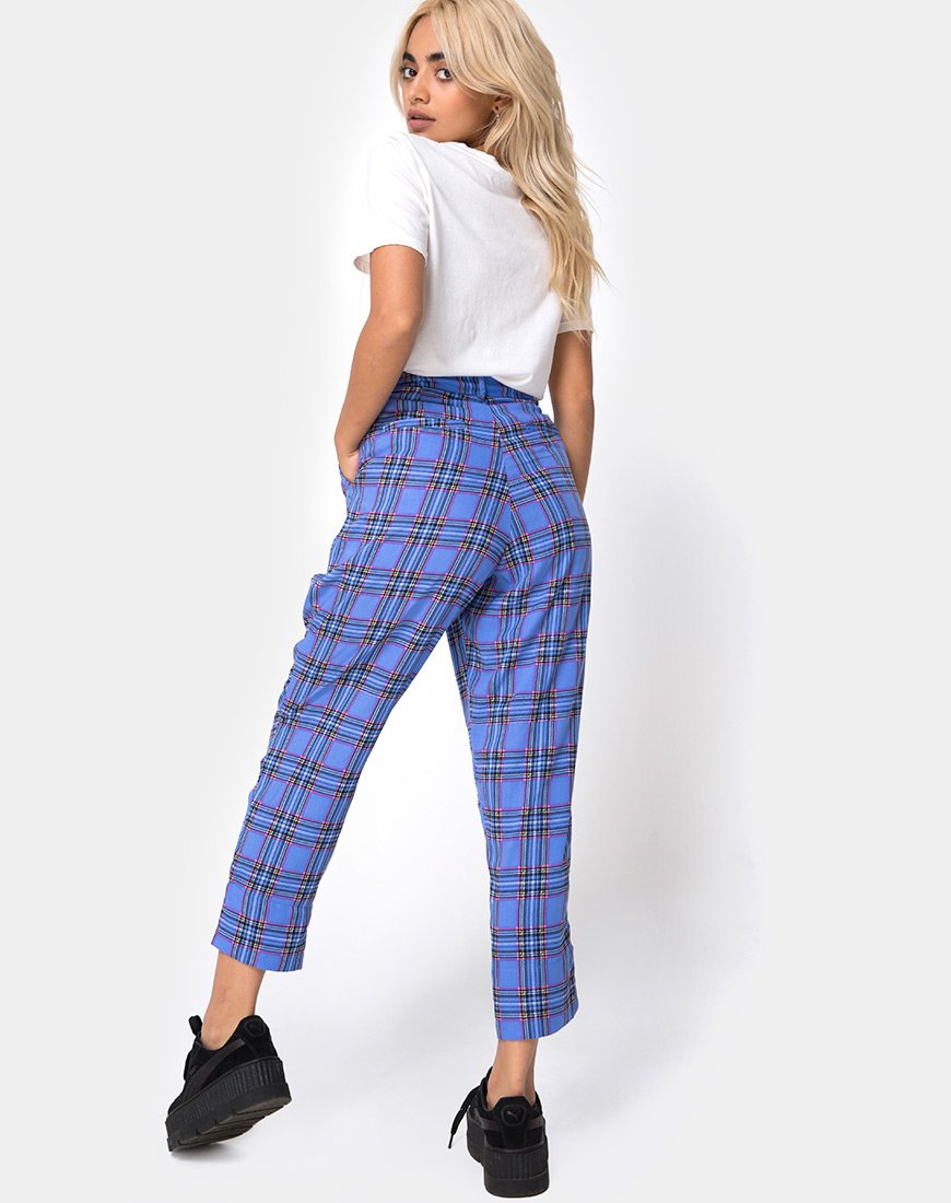 Pantaloni Dastan a quadri anni '90 blu e rosa