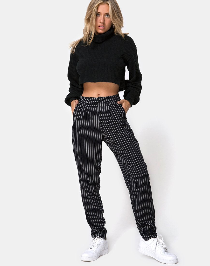Pantaloni Dastan in gessato nero